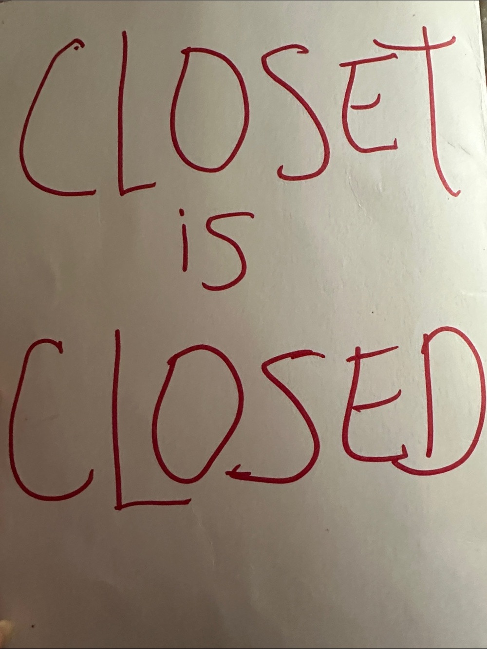Red Handwritten 'Closet is Closed' Wall Art -